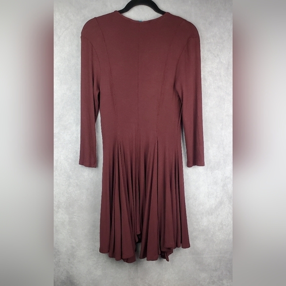 FP‎  free people Beach Rose flattering Ribbed maron Dress Size SP - Picture 4 of 6